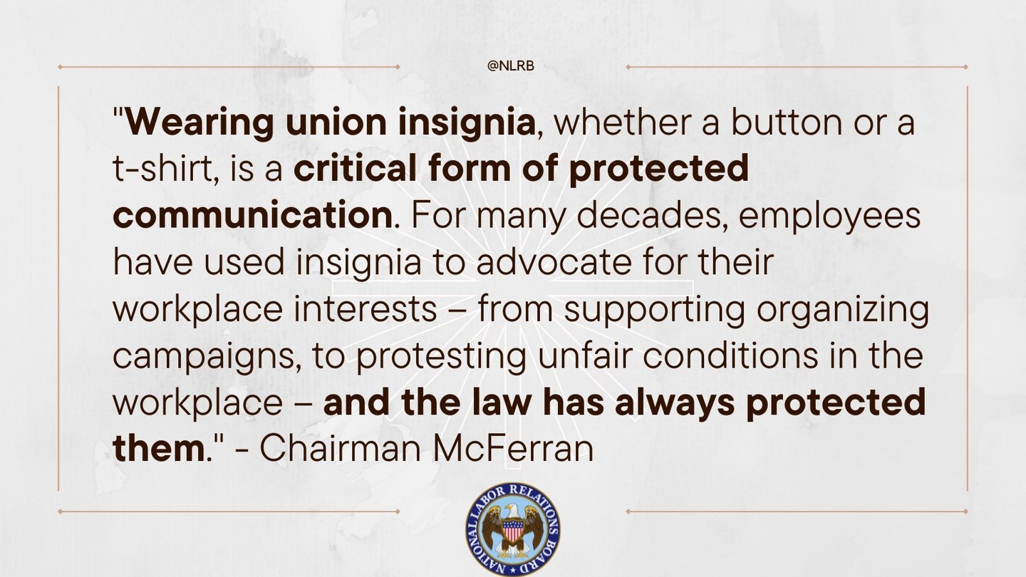 Monday, the National Labor Relations Board ruled that Tesla had violated its workers' rights by forbidding them from wearing union T-shirts at work.

This shows the difference in the new NLRB -- this ruling went contrary to the 2019 under Trump's NLRB that ruled that Walmart could limit workers' rights to wear union gear on the job.

Learn more at the link in our bio.

#unionstrong
#1u